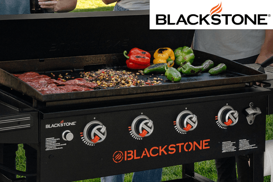 Blackstone grill with bbq food